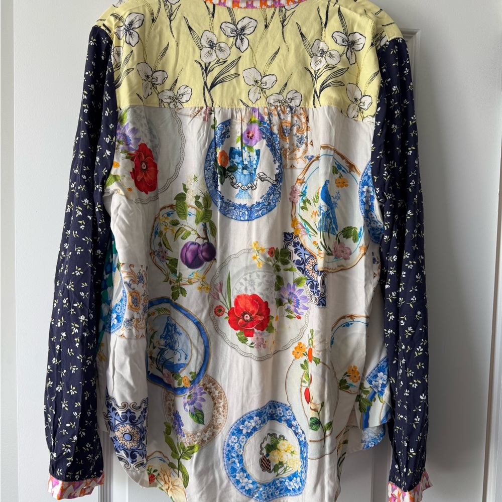 Maeve Multicolor Patchwork Button-Down Shirt with… - image 3